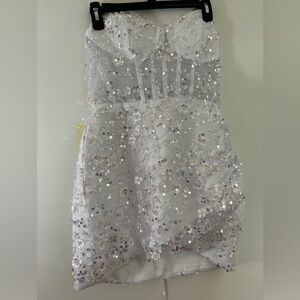 Mini Sequined Short Wedding Prom Event Party Dress Backless